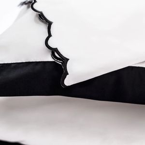 New Crane & Canopy Black Scalloped Embroidered Sheet & Pillow Sham Set